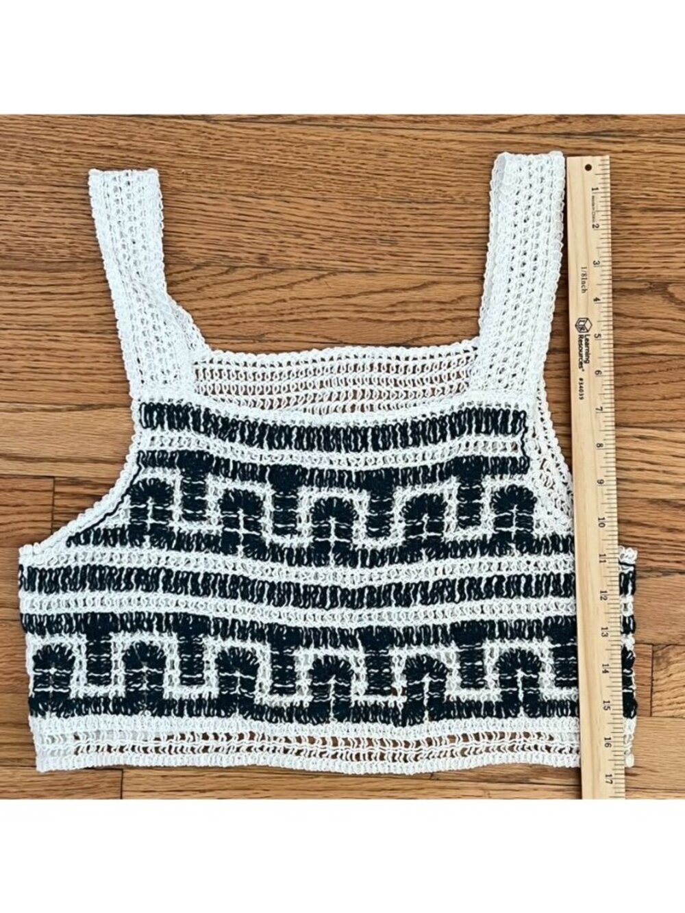 Boho Crochet Womens Sz S Crop Top Boho Geometric Open Knit Euro Summer Festival - Picture 7 of 13